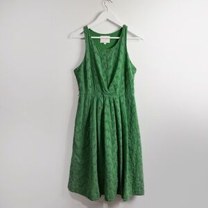 Anthropologie Postmark Green Eyelet Tennis Racket Sleeveless Dress Size 8